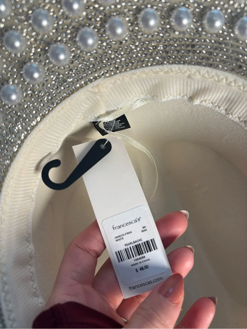 Francesca’s Denise Pearl Embellished Cowboy Hat